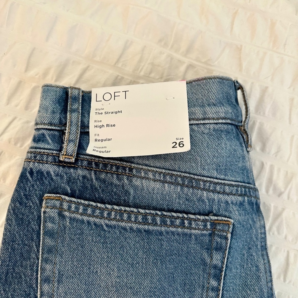 NWT LOFT Striped Straight Leg Jeans - Picture 5 of 13